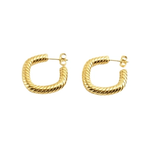 Chic 18K gold plated twisted rope square hoop earrings in minimalist stainless steel