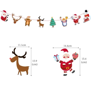 Weihnachts-Cartoon-Banner mit Weihnachtsmann- und Rentier-Motiven und genauen Maßangaben
