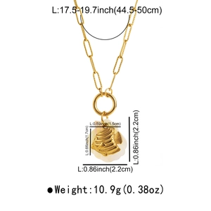 Specifiche delle dimensioni per collana a graffetta dorata con ciondolo pesce e conchiglia
