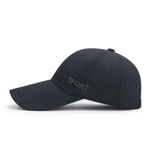 Men's outdoor dark grey baseball cap with SPORT embroidery and extended sun visor brim