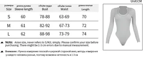 Detailed size chart for the knit jacquard long sleeve bodysuit with measurements in CM