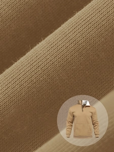 Detailed waffle knit texture and 1/4 zip collar on this khaki men's casual sweatshirt
