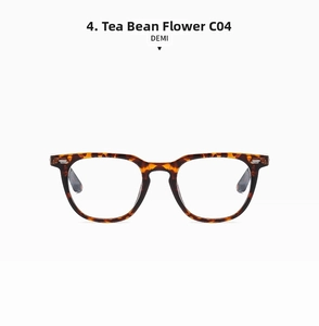 Detail view of Demi tortoiseshell square frame glasses with metal rivets, model C04