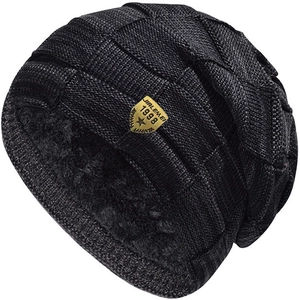 Winter Beanie Hat And Neck Warmer Acrylic Knit With Thickened Plush Lining Warm Windproof For Men Women