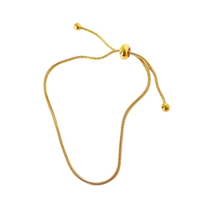 18k gold snake chain bracelet with adjustable drawstring closure and polished beads