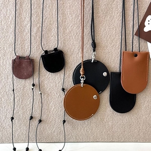 Faux leather magnetic glasses holder necklace in brown and black tones for women