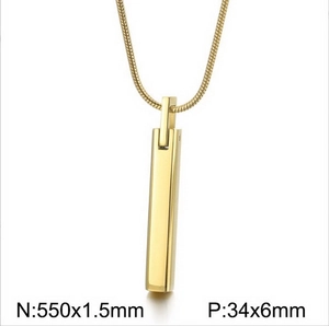 Collier Homme Pendentif Barre Verticale Minimaliste Acier Inoxydable Finition Miroir Bijoux Géométriques À Bande Longue