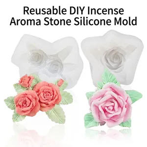 Hydrangea and rose silicone mold for DIY aromatherapy diffuser stones and plaster pendants