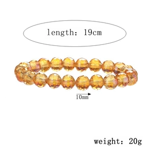 Macro detail of 10mm yellow faceted crystal beads bracelet showing 19cm length and weight