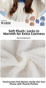 Close-up of thick fleece lining and touch screen glove fingertips on winter knit set