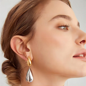 Fashion Stainless Steel Waterdrop Dangle Earrings For Women Minimalist Teardrop Gold Silver Plated Geometric Metal Jewelry
