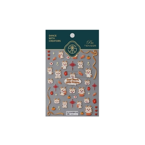 3D embossed Year of the Dragon nail art stickers with cute gold and red lunar motifs