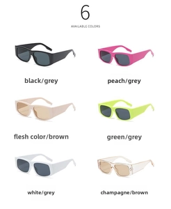 Collection of oversized square sunglasses in six vibrant frame colors with grey lenses