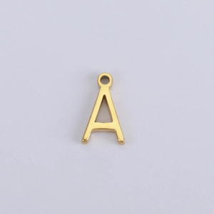 Polished gold stainless steel letter A charm pendant for DIY necklace and bracelet jewelry