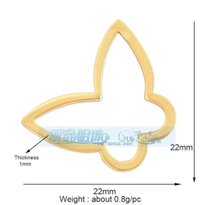 Detailed view of hollow butterfly pendant with dimensions 22x22mm for DIY jewelry