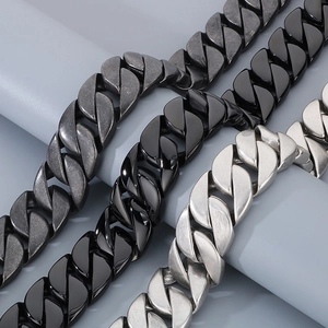 Heavy 31mm stainless steel cuban link chains in matte grey, black and silver finishes