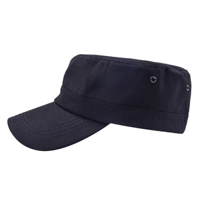 Side view of black ripstop patrol cap showing durable grid fabric and metal eyelets