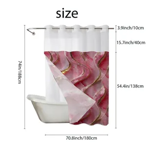 Detailed size chart for pink marble pattern waterproof polyester shower curtain