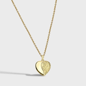Fashion Gold Plated Copper Heart Wings Pendant Necklace For Women Elegant Feather Design Adjustable Chain Jewelry Gift