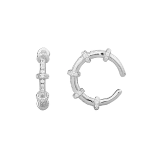 S925 sterling silver geometric ear cuff earrings with sparkling zircon stones for women