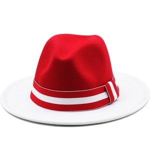 Fedora Hat Wide Brim Two Tone Patchwork Retro Jazz Style Classic Unisex Felted Cotton Polyester Western Accessories