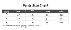 Tableau des tailles pour leggings de yoga sans couture avec taille hanches et longueur