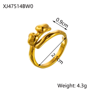 Detail view of 14K gold-plated wrap ring with irregular texture and dimension markings