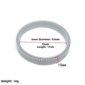 Detailed size specifications for mesh strap stainless steel bracelet with 55mm inner diameter