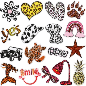 Animal Pattern Embroidery Patches Leopard Cow Zebra Print DIY Sew On Iron On Applique For Clothing Bags Shoes Hat Decor