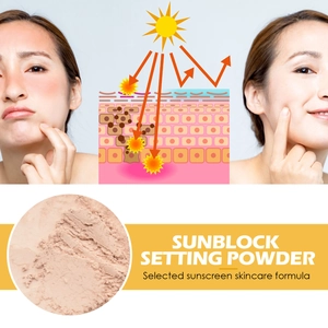 Sonnenschutz Puder Detailansicht mit feiner Textur und pflegender Formel fuer den Tag.