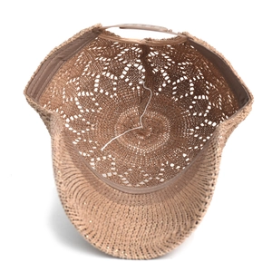 Hollow knit straw baseball cap in khaki with breathable mesh design and back closure
