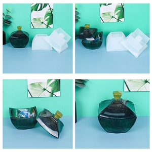 Molde de silicona para caja de resina epoxi con tapa de diamante y acabado brillante