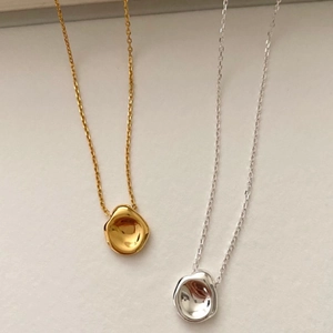 Minimalist 925 silver irregular concave circle pendant necklace in gold and silver finish