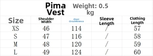 Size chart for washed PU leather vest detailing shoulder, bust, and length measurements