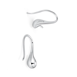Elegant S925 sterling silver teardrop hook earrings with polished metallic finish