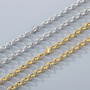 Polished Rolo Link Chain Necklace Titanium Steel Minimalist Round Belcher Chain Fashion Jewelry For Men Women Daily Wear