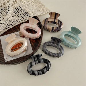 Oval Hair Claw Clip Acetate Striped Marble Gradient French Style Shark Hair Accessories For Women