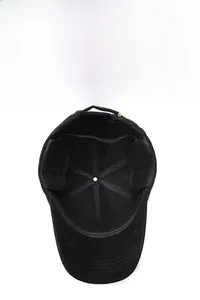 Detail view of winter baseball cap with foldable ear flaps and thickened thermal lining