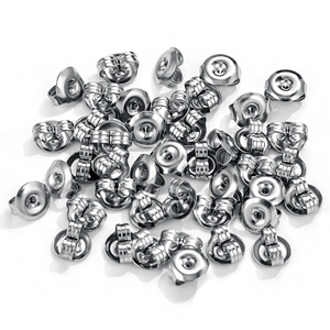 Bulk silver stainless steel butterfly ear backs and earring safety nuts for DIY jewelry