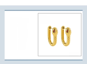 Détail de boucles d'oreilles serpent en acier plaqué or 18 carats de 29x20 mm