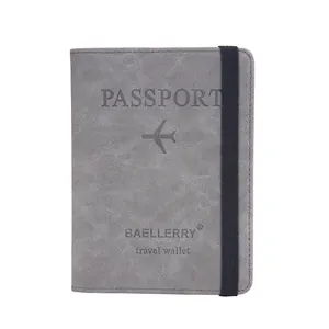 RFID Blocking Passport Holder Travel Wallet Frosted PU Leather Card Case With SIM Slots Elastic Band Multi Purpose