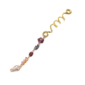Golden spiral snake hair ring featuring colorful natural crystal stone bead pendants