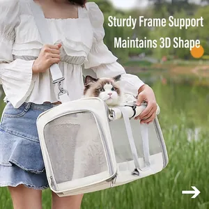 Portable Pet Carrier Bag For Cats And Small Dogs Breathable Mesh Oxford Cloth Travel Shoulder Handbag With Roll Up Blind