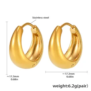 Boucles d'oreilles goutte en acier inoxydable poli, dimensions 17,3 mm et poids 6,2 g
