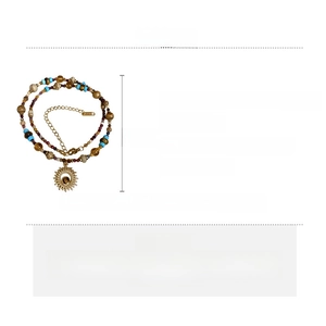Detailed size chart for the stainless steel beaded necklace with natural stone pendants