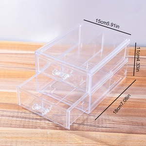 Transparent acrylic double-layer jewelry storage box with 18x15x11cm dimensions
