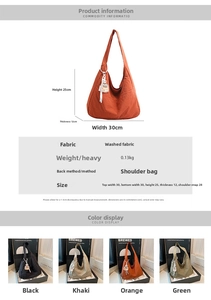 Detailed dimensions of the canvas tote bag showing width 30cm and height 25cm in various colors