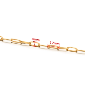 Chaîne trombone dorée en acier inoxydable 4mm x 12mm pour création de bijoux DIY