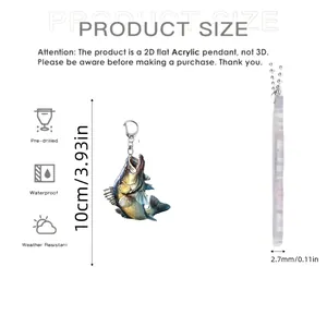 Flat acrylic largemouth bass pendant for rearview mirror with 10cm size and weight details