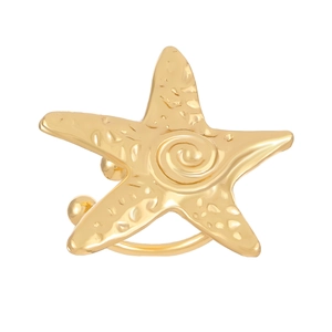Elegant gold starfish ear cuff earring featuring textured marine life design for women